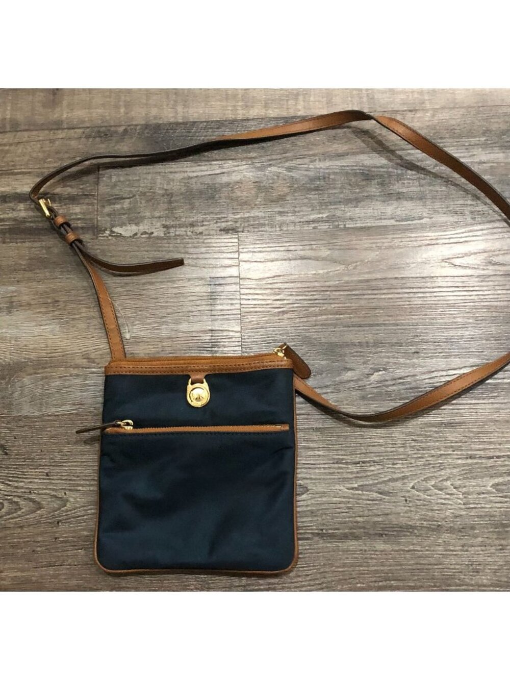 Michael Kors Kempton Crossbody Bag Navy Blue & Brown